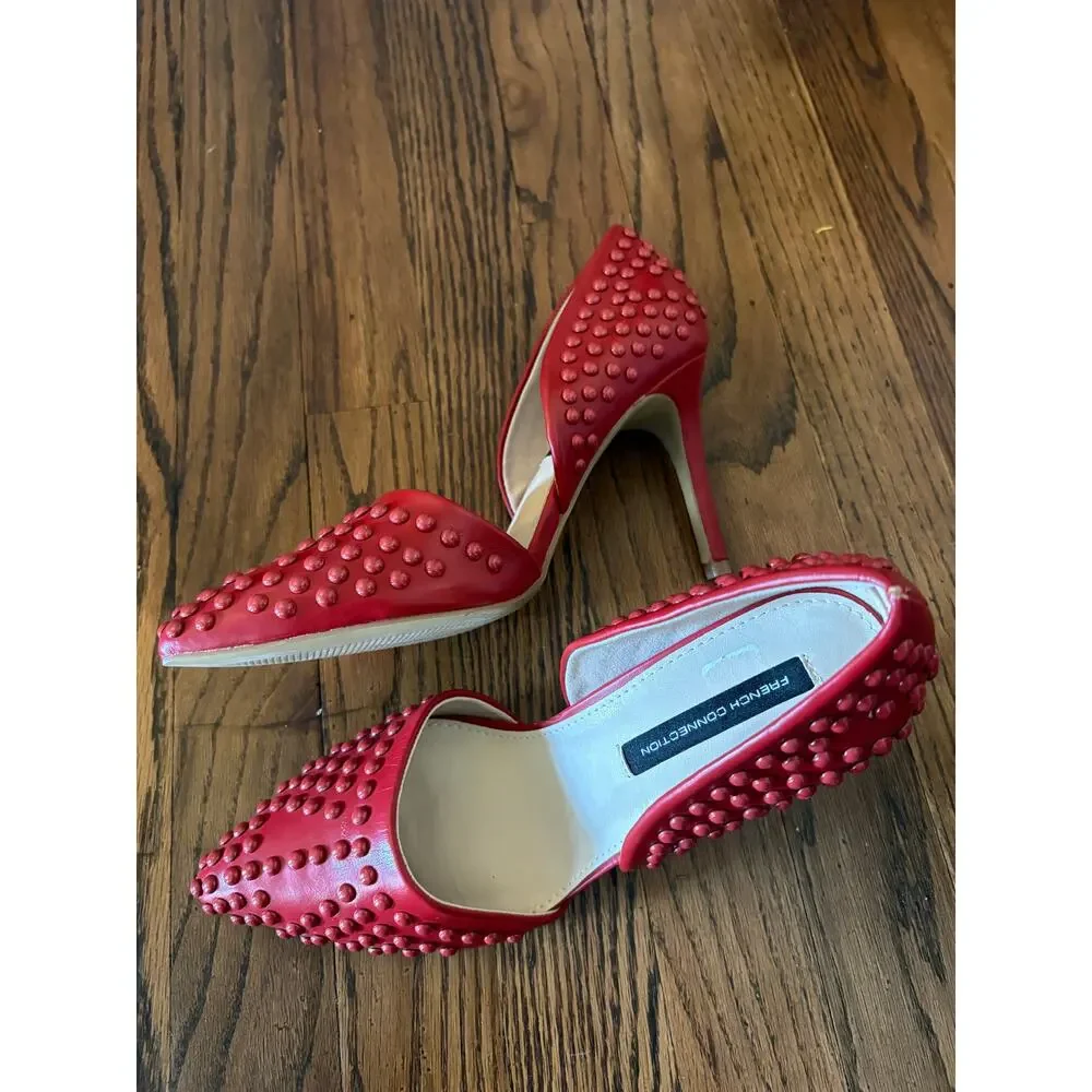 French Connection Red Women's Forever Studded Two-Piece Pumps NWOT